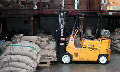 We got our very first forklift in Emeryville so we didn’t have to break our backs unloading coffee one bag at a time.