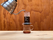 AeroPress Clear brewing coffee 