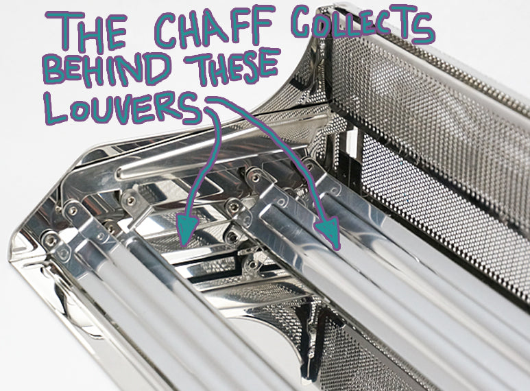 The chaff collects behind these louvers