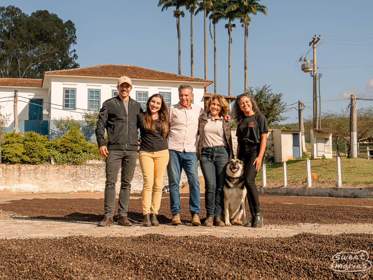 The Wagner family pose for a photo on their drying patio at Sao Jose farm.