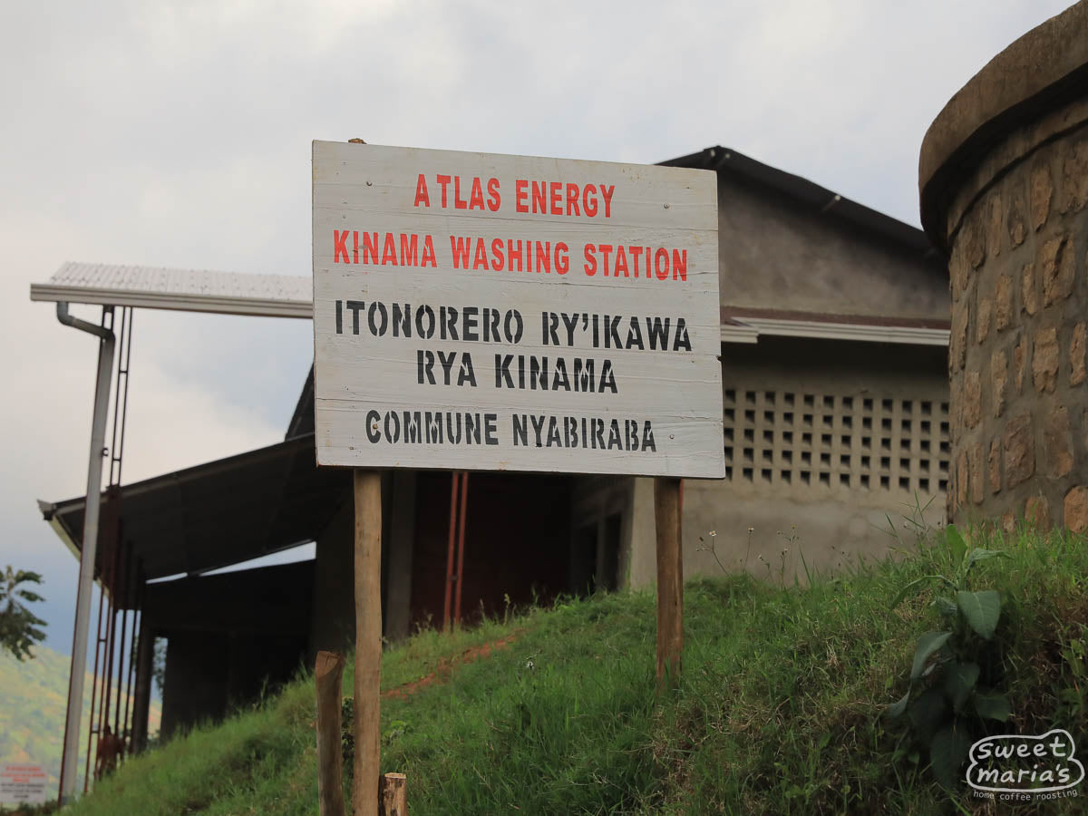 The stenciled sign for Kinama Washing Station in Commune Nyabiraba.