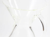 Closeup of the handle and neck of the Chemex 6 cup.