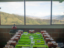 One of the best views from a cupping table in Colombia. Alianza mill in Buesaco town, Colombia.