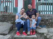 Updated 2025 photo of the Sandoval family at their green coffee farm Canta Ranas in Santa Isabel, Tolima, Colombia.