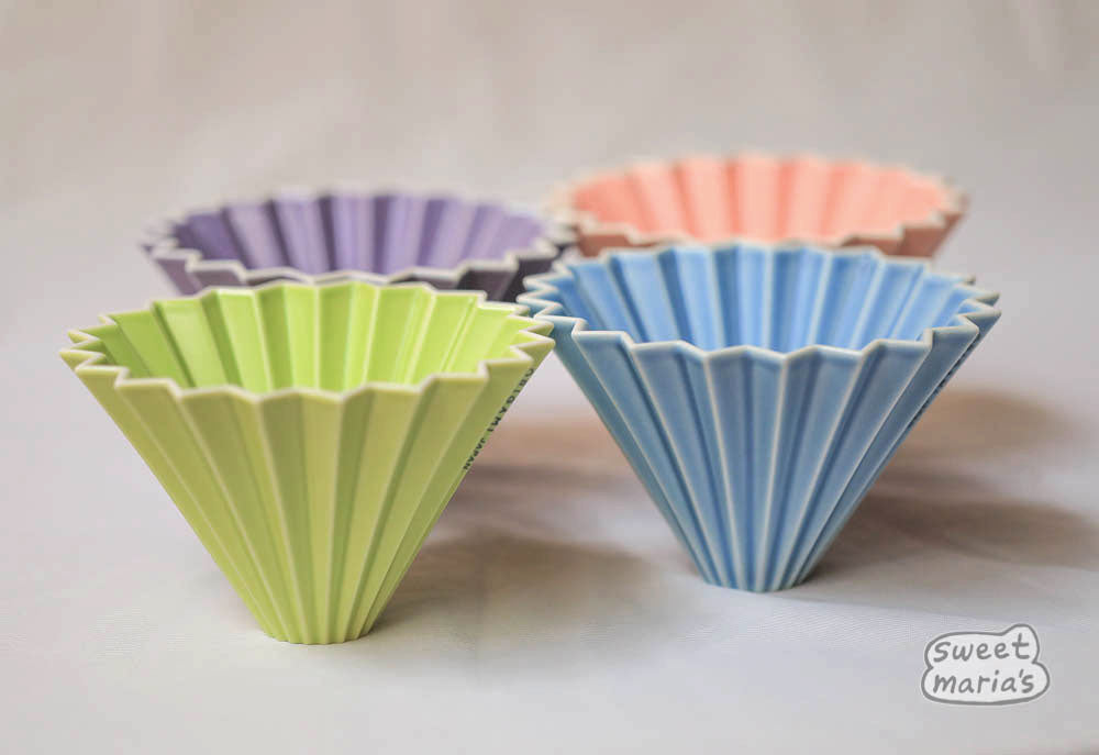 The Origami Ceramic Coffee Dripper, Size Medium, can use Hario V60 or Kalita Wave type filters