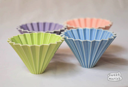 The Origami Ceramic Coffee Dripper, Size Medium, can use Hario V60 or Kalita Wave type filters
