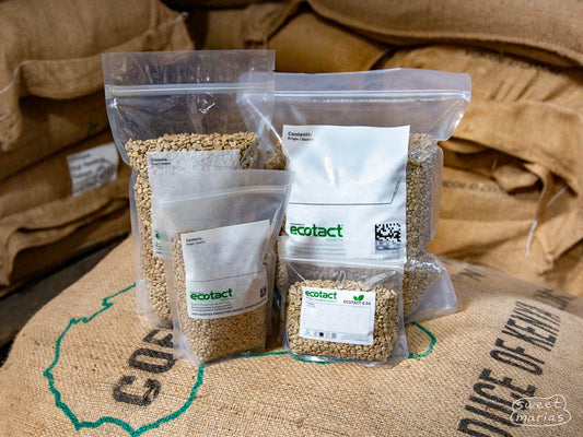 Ecotact green coffee storage bags come in four sizes.