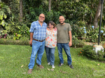 A photo of the Cuscatleco coffee variety drying on raised beds at the Miravalles mill in Ahuachapan, El Salvador.