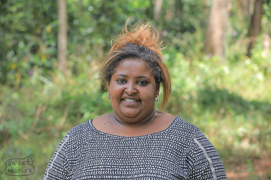 Yodit, coffee farmer and pharmacist, owner of Senna Katta Mountain green coffee farm in Limu Kossa, Ethiopia.