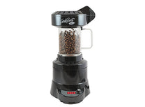 The SR800 electric air roaster with beans circulating in the glass roast chamber