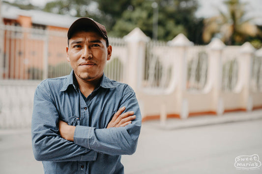 Francisco Alonzo Chiroy poses for a photo near his coffee farm in Turbala town, Baja Verapaz, Guatemala.