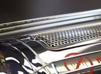 Detailed view of the metal upper filter on the top of the Hottop coffee roaster