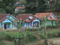 Coffee drying on raised patios at a site near Papandayan (not where this coffee was processed).
