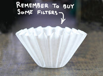 A glass handle on the side of the dripper protects from burns