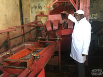 The 3-disc pulper used to strip away the cherries from the green coffee seeds at the Gatuyaini Factory.