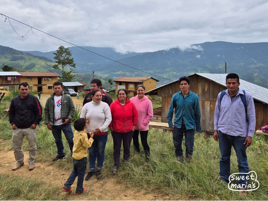 Familia Rioja in their village where the farms are located. That's Emma in the middle, with the red jacket on.