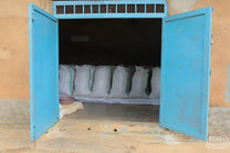 Coffee "resting" in mylar bags inside the cool, dry warehouse at Gitwe.
