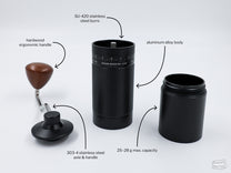 Features of the Easy Adjust Hand Grinder with SS Burrs - Black.