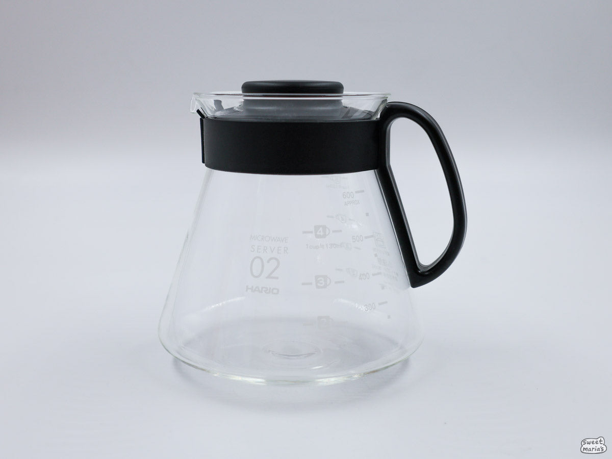 The Hario V60 Glass Carafe holds any V60 dripper perfectly