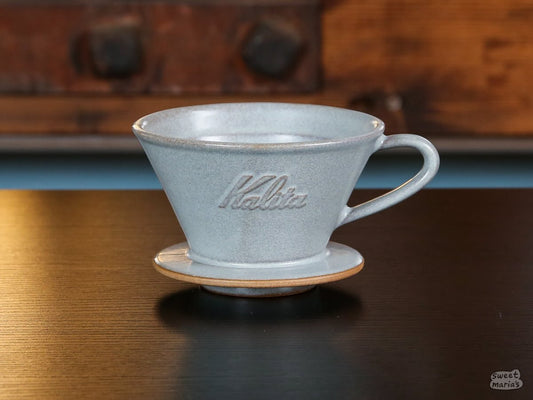 The Kalita MINO Ceramic Dripper comes in a cool, bluish 