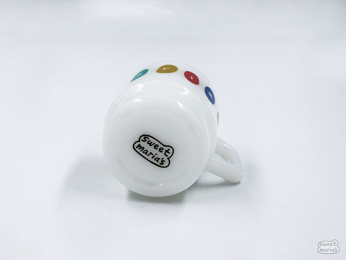 The Sweet Maria's Milk Glass Mugs can hold at most 8 oz of your coffee