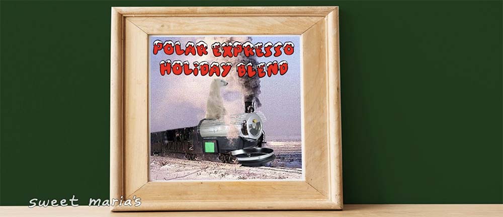 The Polar Expresso train powered by a steaming Hot Top coffee roaster.