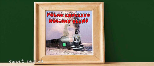 The Polar Expresso train powered by a steaming Hot Top coffee roaster.